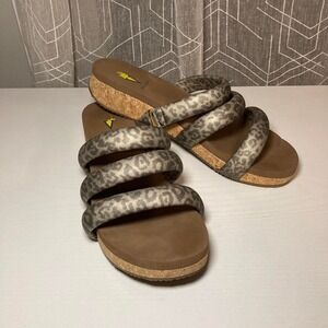 Volatile USA Gillette Metalic Animal Print Puff Strap Sandals Womens Size 10